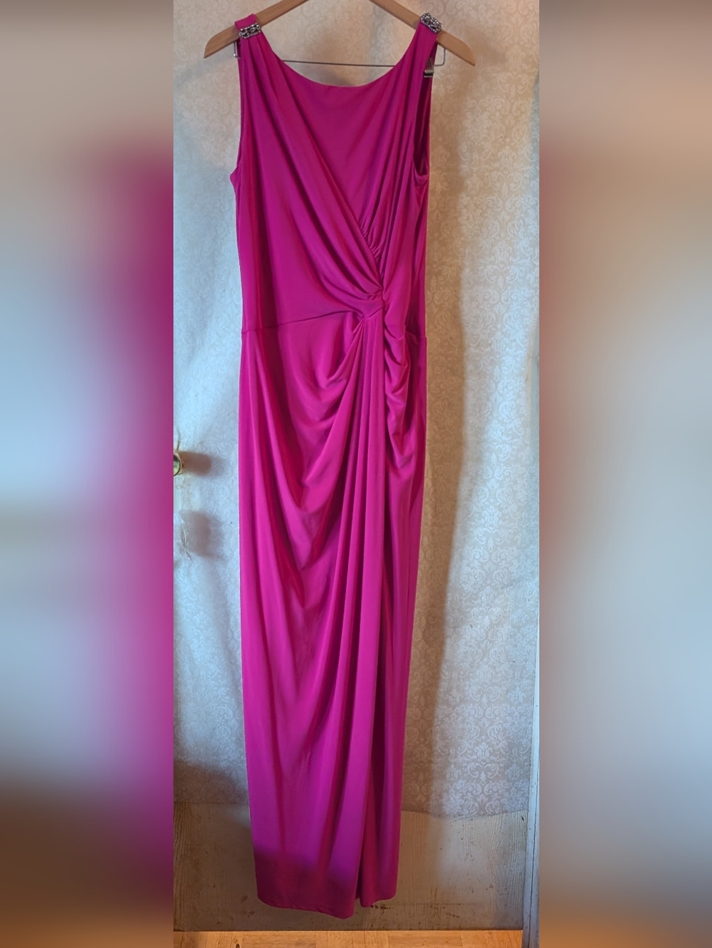 Lauren Ralph Lauren Fuchsia Pink‎ Formal Dress with Twist Drape Detail Sz.12